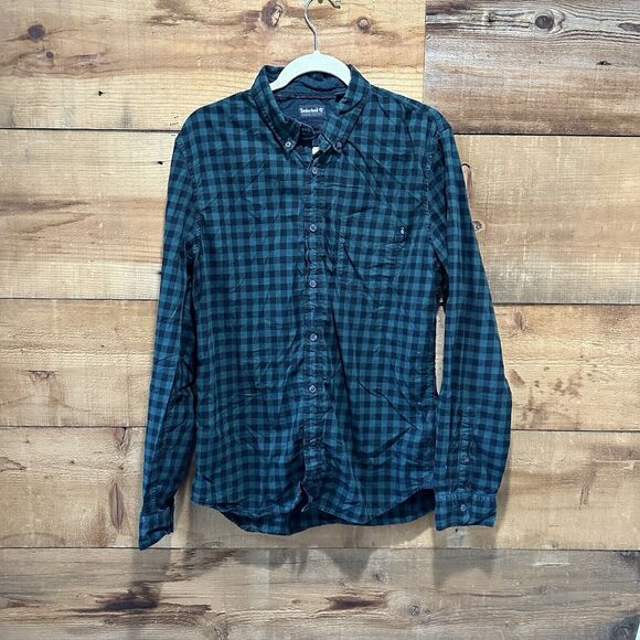 Timberland Shirt Mens Large Long Sleeve Lightweight Plaid Slim Fit Casual Adult - Picture 1 of 10